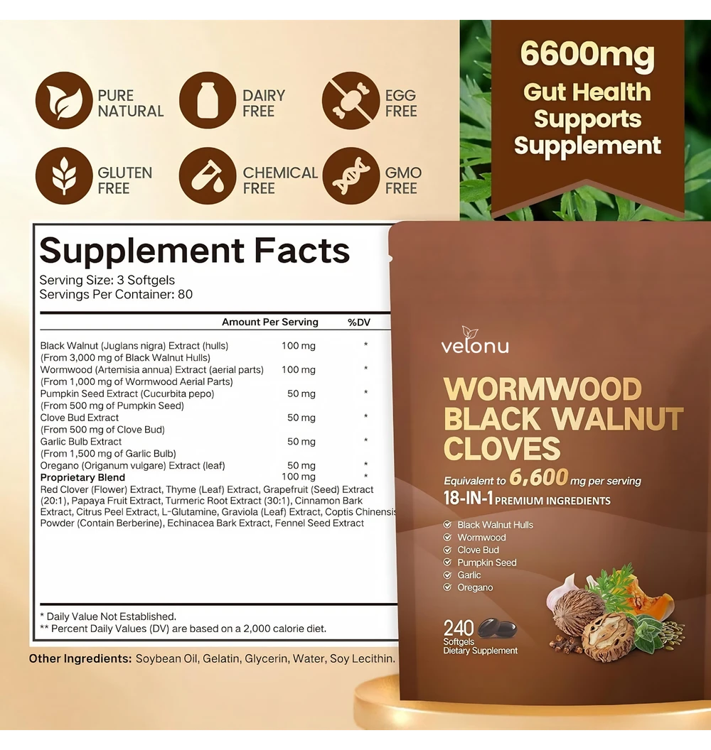 Velonu Black Walnut Wormwood Capsules