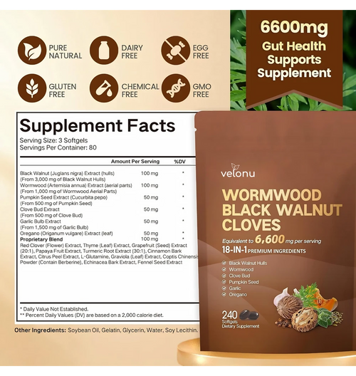 Velonu Black Walnut Wormwood Capsules